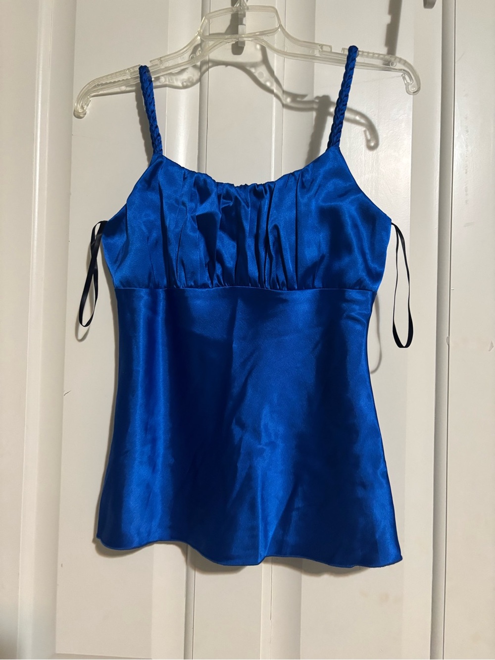 Blue Satin Spaghetti Strap Women's Top BCX Medium